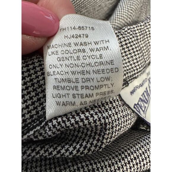 Black Gray Check Pendleton Gingham Slacks Women Pleat Front Drawstring - Picture 13 of 13